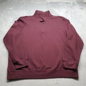 Puritan 1/4 Zip Mock Pullover Heavy Weight Sweater Maroon Men Sz XL